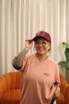 * BUJO BAE X SHORT STACK HAWAII- Collab Trucker Hat/ Maroon- Shaka Smiles Anthurium