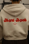 NEW- Retro logo cropped zip up hoodie