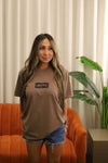 Signature block tee- NEW - brown wash