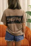 Signature block tee- NEW - brown wash