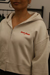NEW- Retro logo cropped zip up hoodie